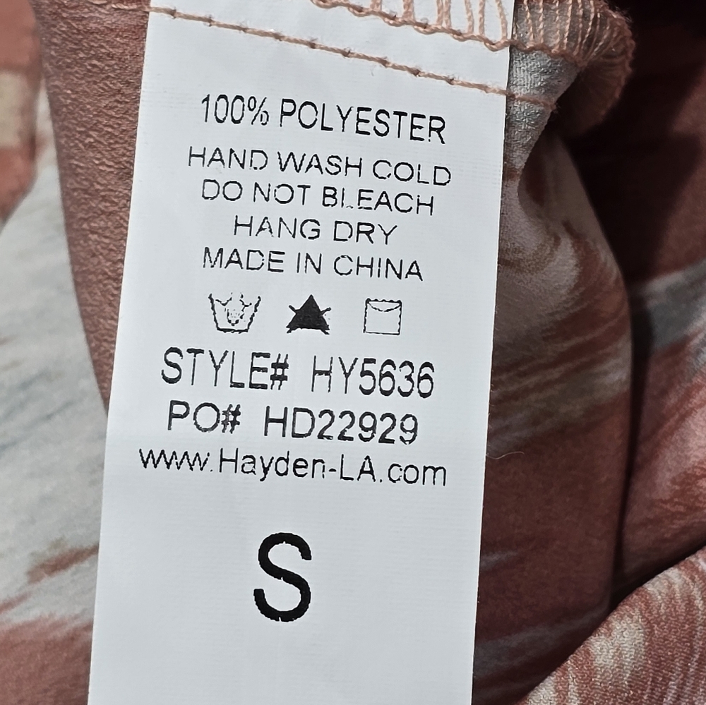 Hayden NWT Pink-Coral Watercolor Smocked Top Ruffled Top Women's Size Small - Picture 11 of 11